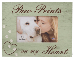 Horizontal Wood Frame - Paw Prints on my Heart